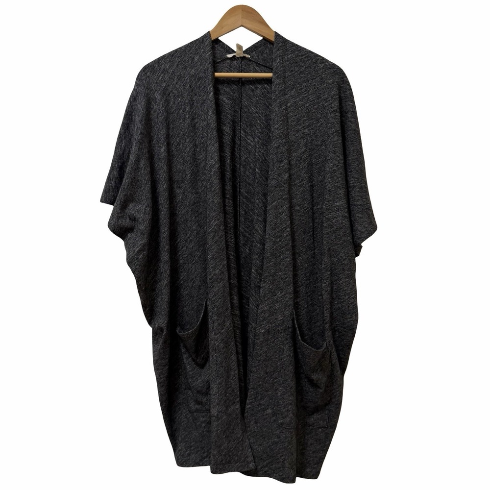 Eileen Fisher Womens Cotton Wool Open Long Cardigan Size XS Grey Coastal Beachy